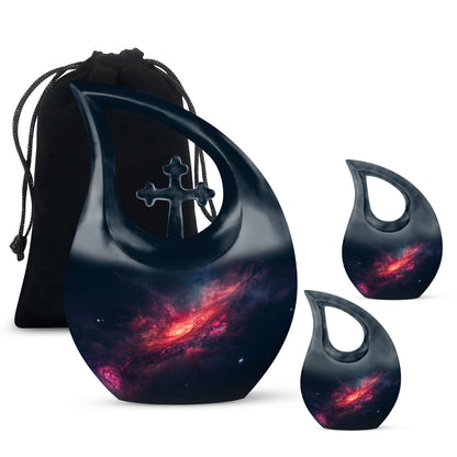10-inch Galaxy double urn with cross drop design, 