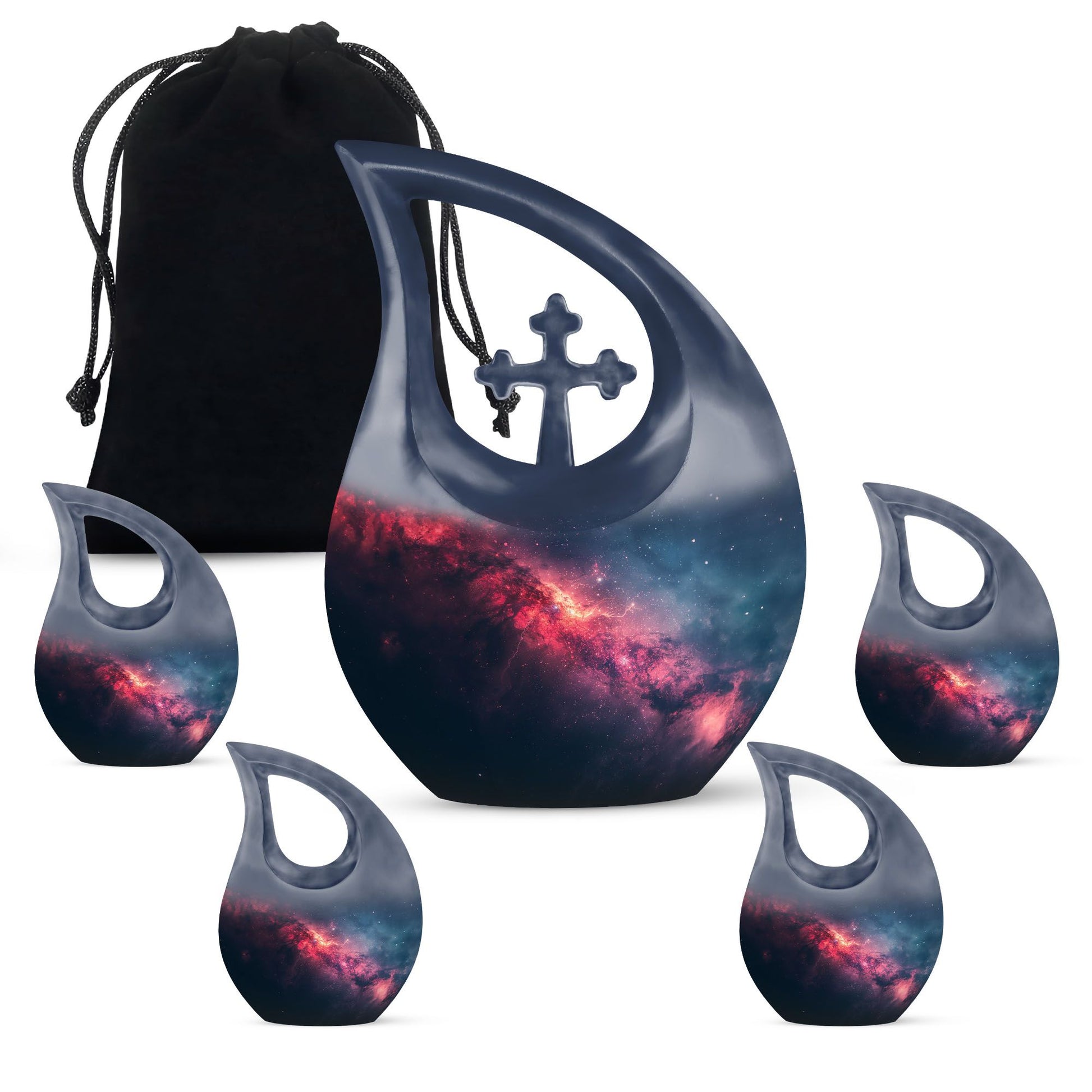 Galaxy Theme Large Urn With 4 Keepsake Urn