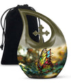 10-inch pink butterfly-themed cross drop urn