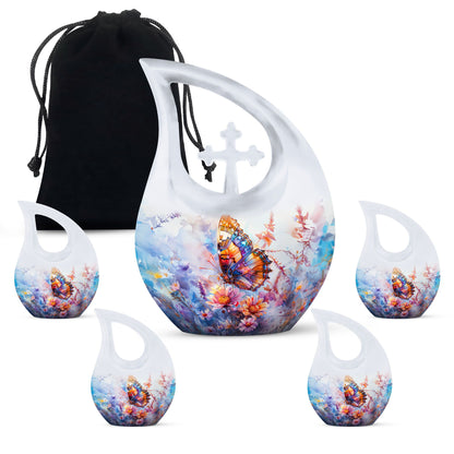 10-inch Butterfly Urn with Cross Drop design