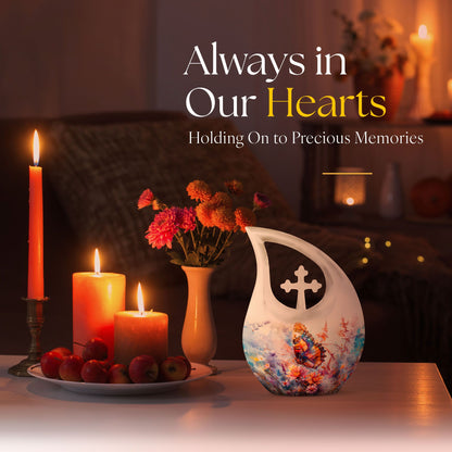 10-inch Butterfly Urn with Cross Drop design