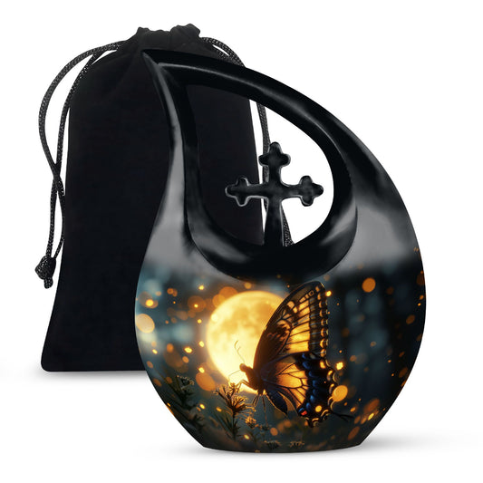 Large Butterfly Urn with Cross Drop Design,