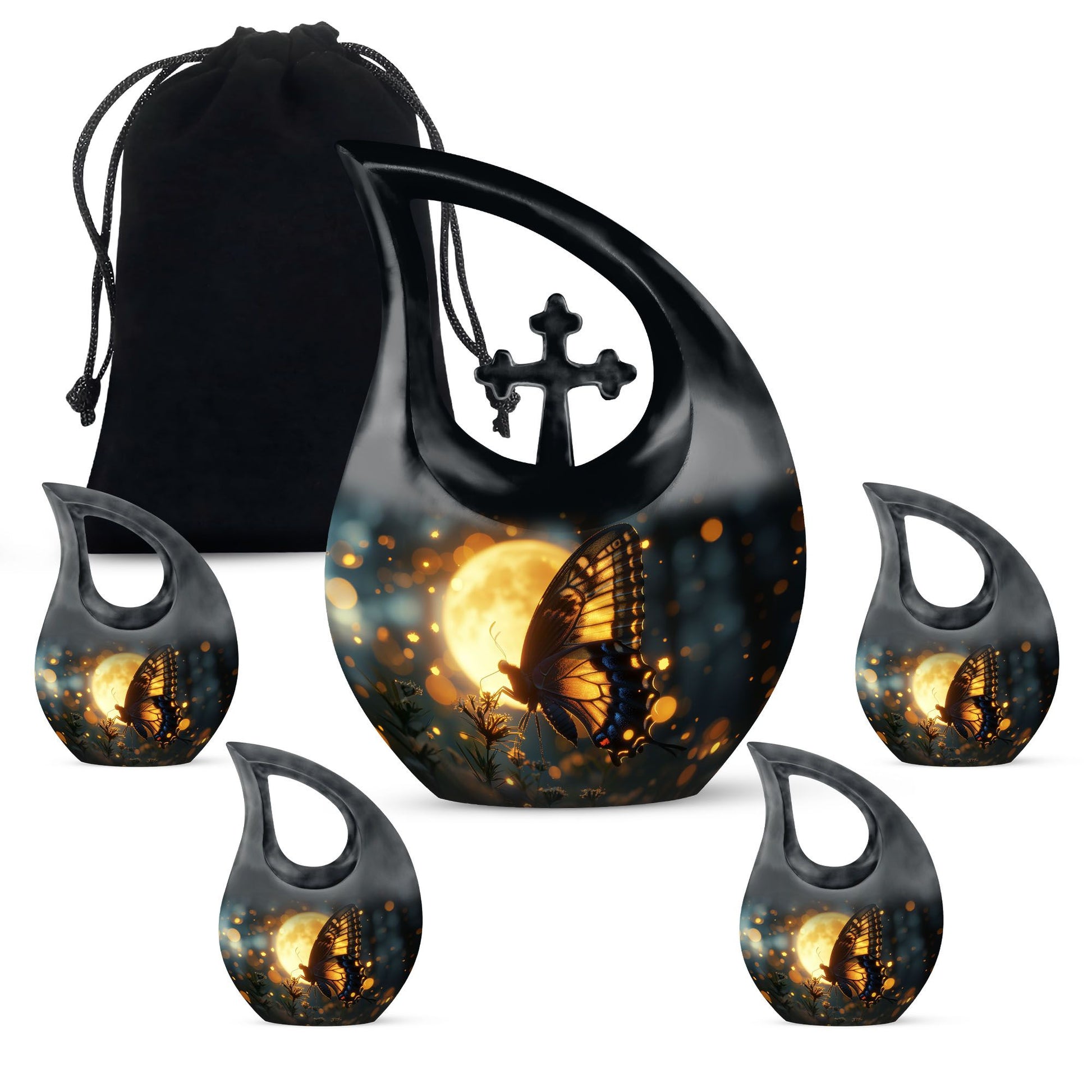 Large Butterfly Urn with Cross Drop Design,