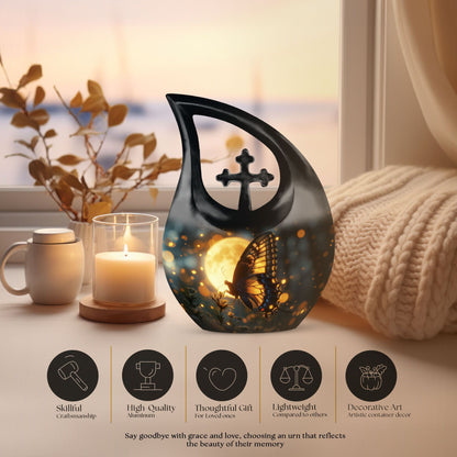 Large Butterfly Urn with Cross Drop Design,
