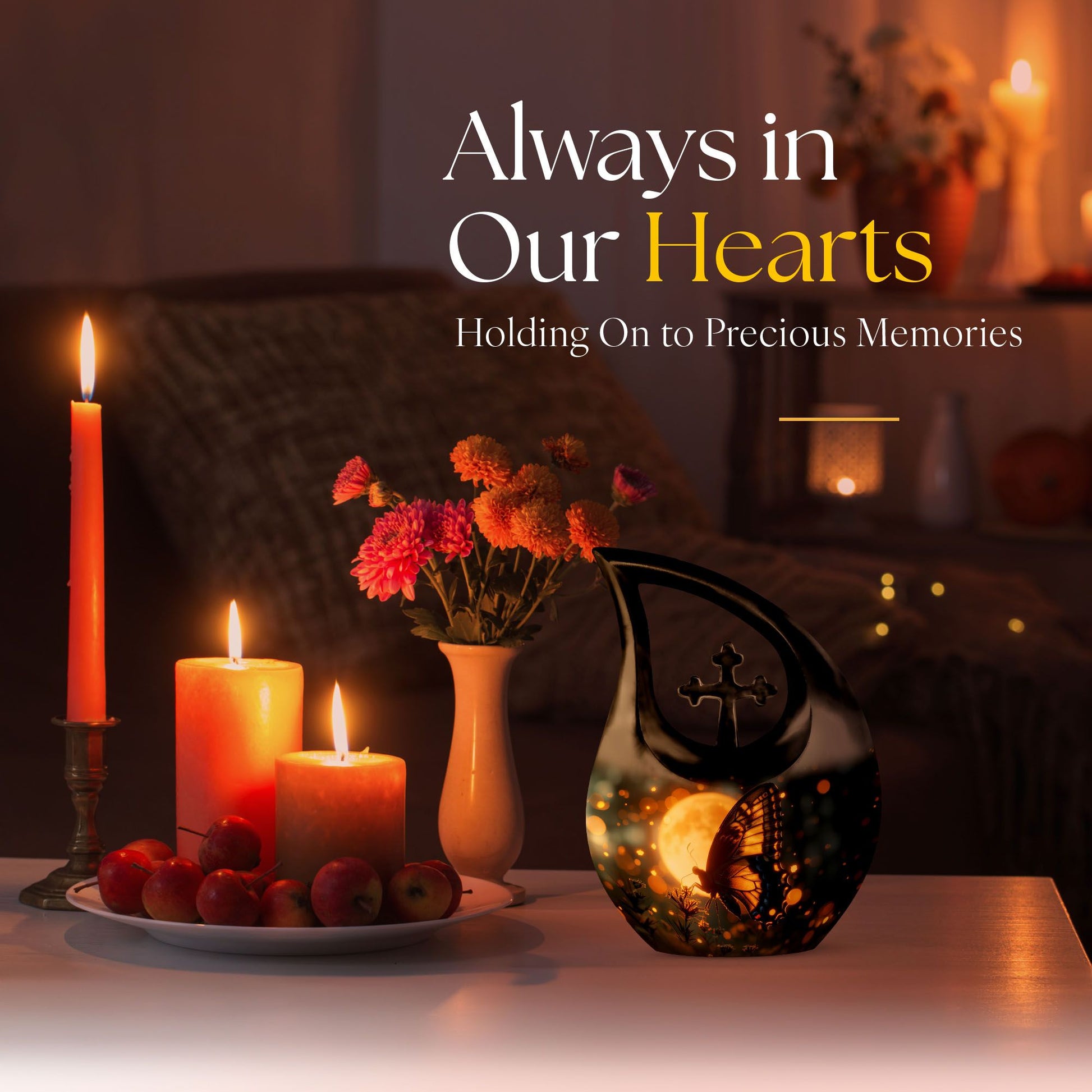 Large Butterfly Urn with Cross Drop Design,