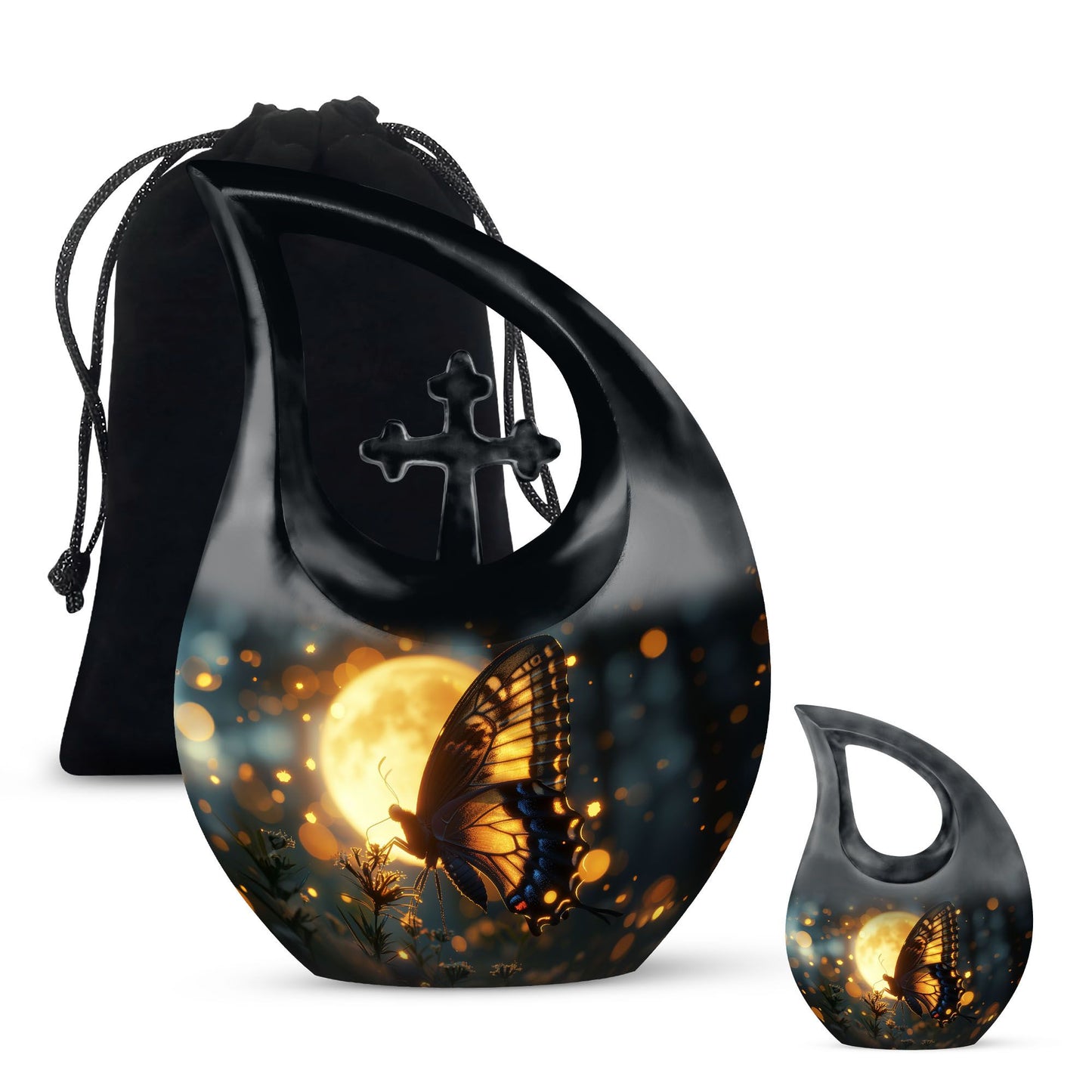 Large Butterfly Urn with Cross Drop Design,