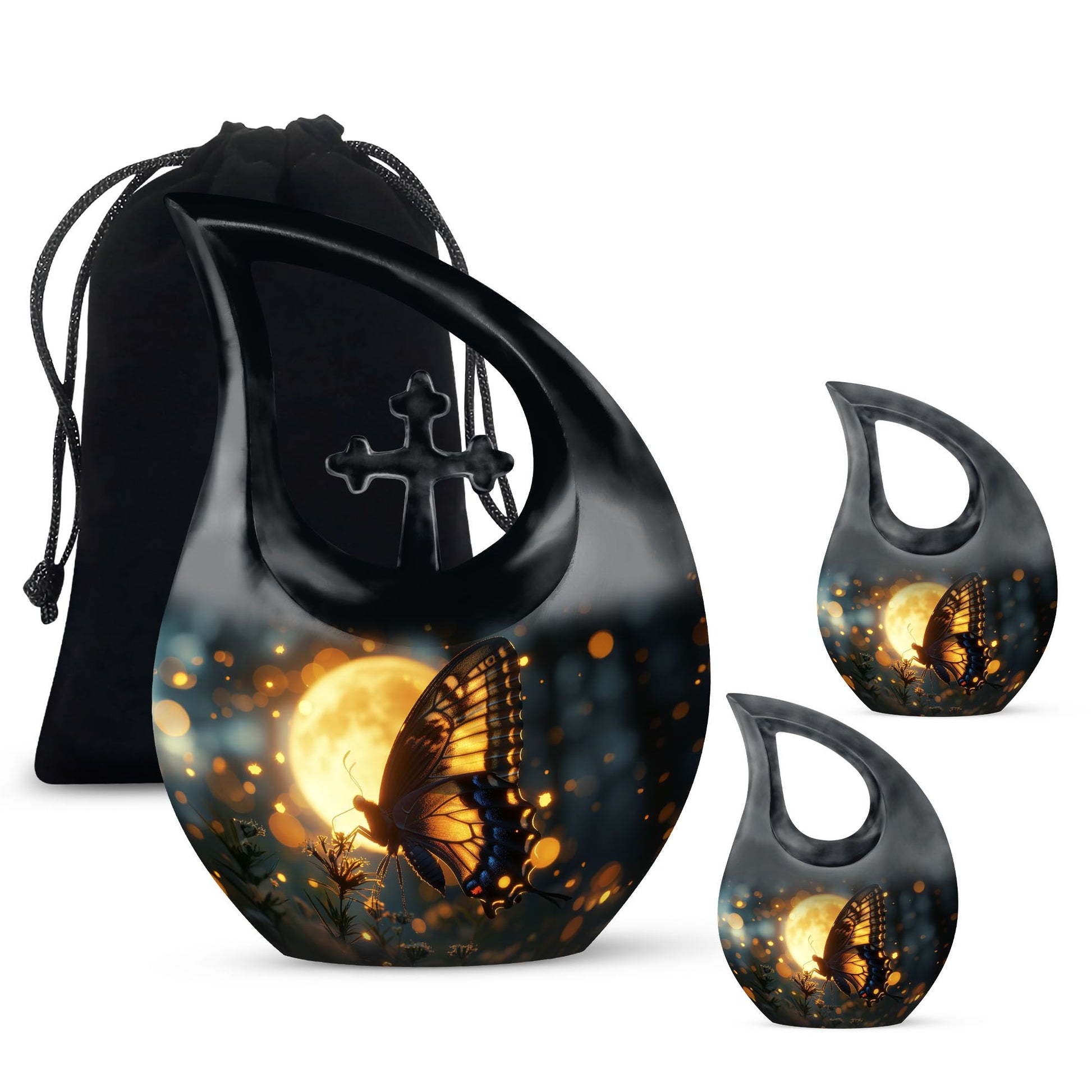 Large Butterfly Urn with Cross Drop Design,