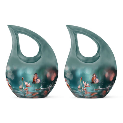 10 Inch Butterfly Urn with Cross Drop design