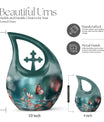 10 Inch Butterfly Urn with Cross Drop design