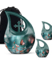 10 Inch Butterfly Urn with Cross Drop design