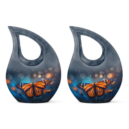 Custom Butterfly Urn, mom memorial urn, Cross Drop design,