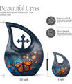 Custom Butterfly Urn, mom memorial urn, Cross Drop design,