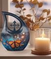 Custom Butterfly Urn, mom memorial urn, Cross Drop design,