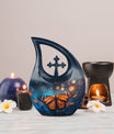 Custom Butterfly Urn, mom memorial urn, Cross Drop design,