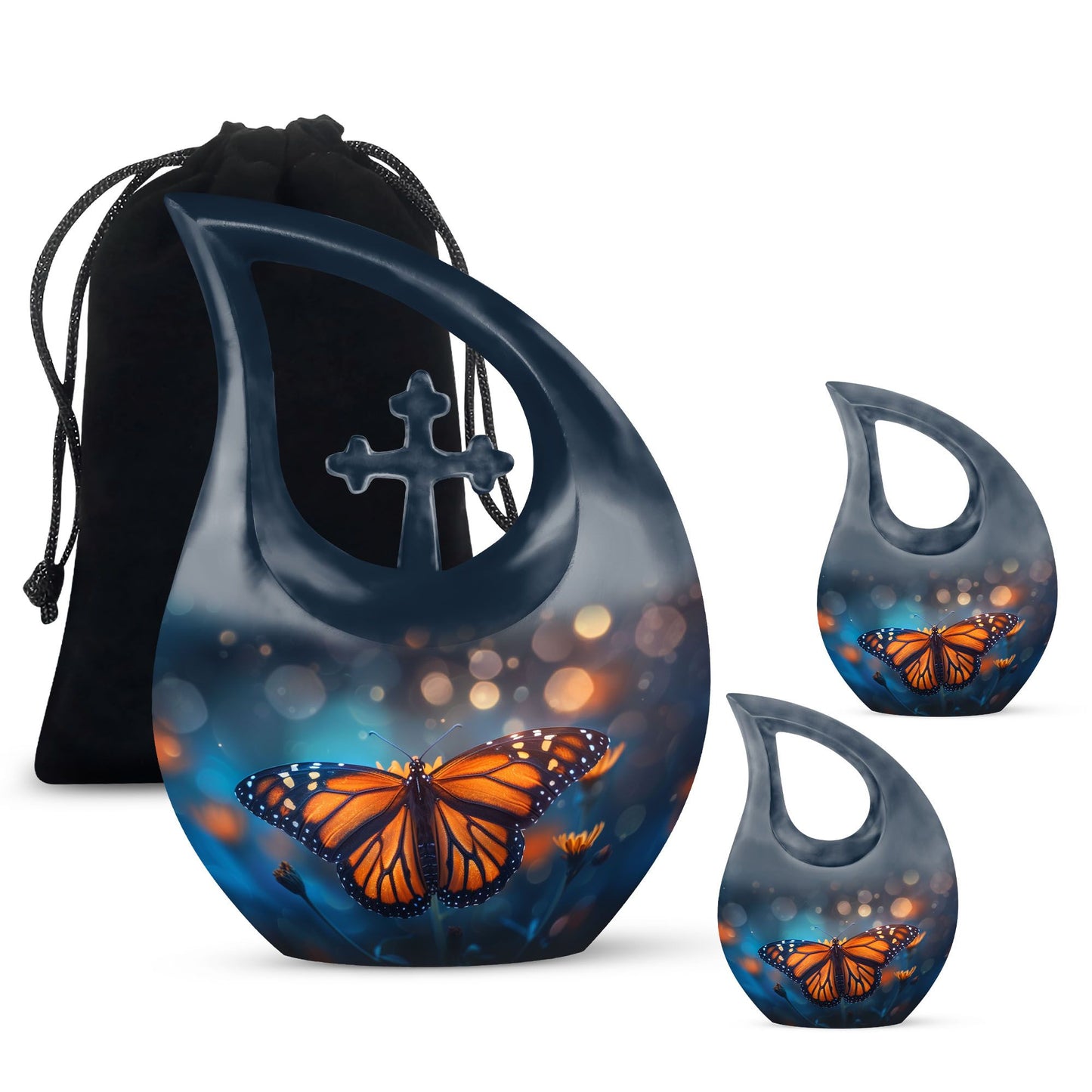 Custom Butterfly Urn, mom memorial urn, Cross Drop design,
