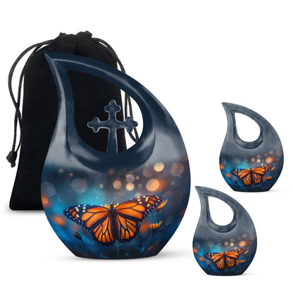 Custom Butterfly Urn, mom memorial urn, Cross Drop design,