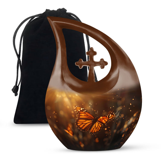 10-inch Aluminium Cross Drop Butterfly Urn