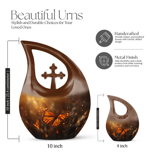 10-inch Aluminium Cross Drop Butterfly Urn