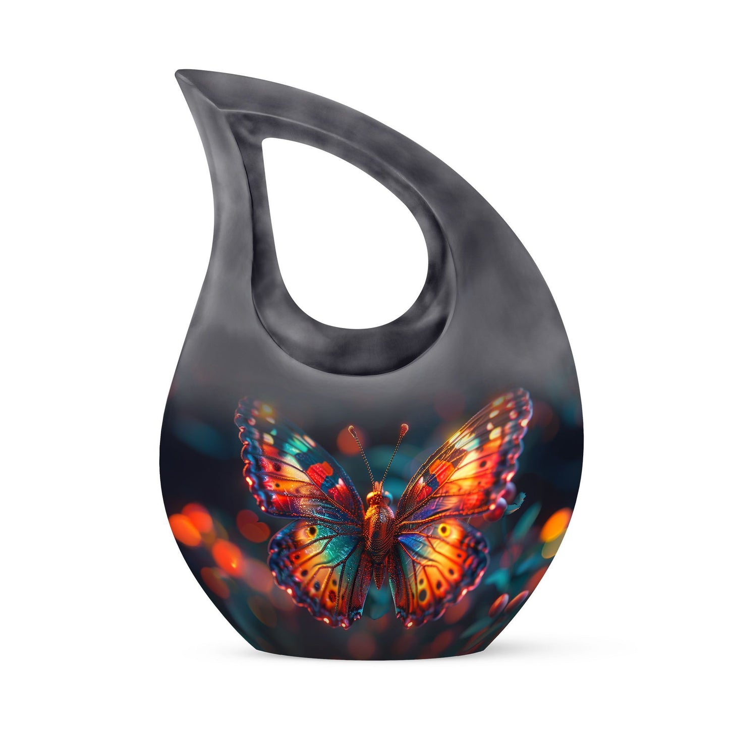 10 Inch Butterfly Themed Cross Drop Beautiful Memorial Urn