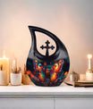 10 Inch Butterfly Themed Cross Drop Beautiful Memorial Urn