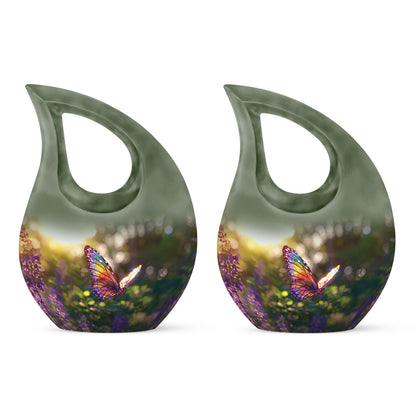 Butterfly themed cross drop urn
