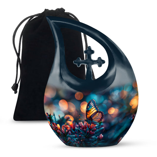 Cross Drop Butterfly Urn