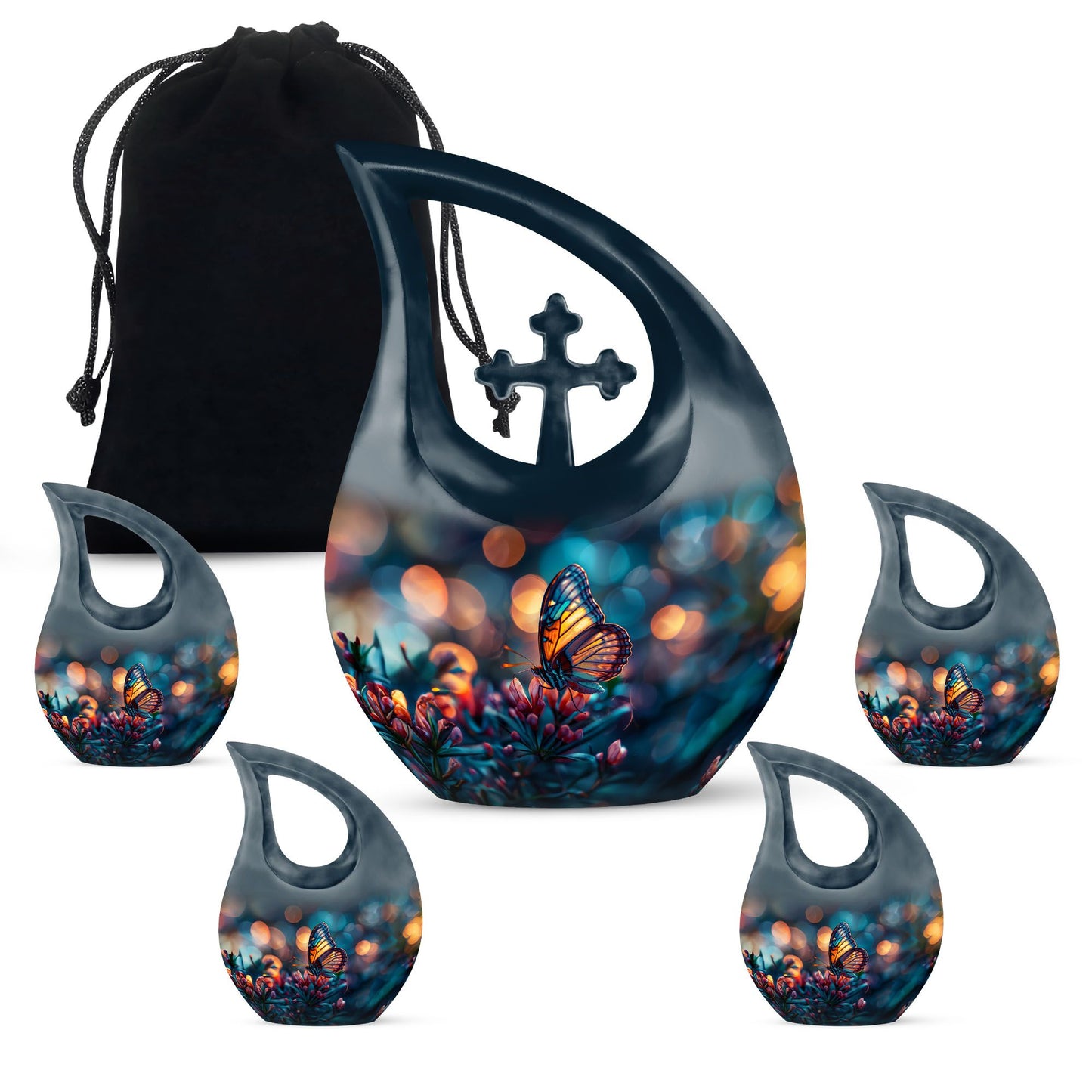 Cross Drop Butterfly Urn