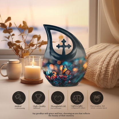 Cross Drop Butterfly Urn