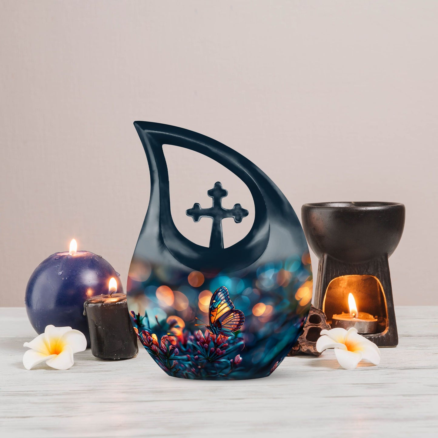 Cross Drop Butterfly Urn