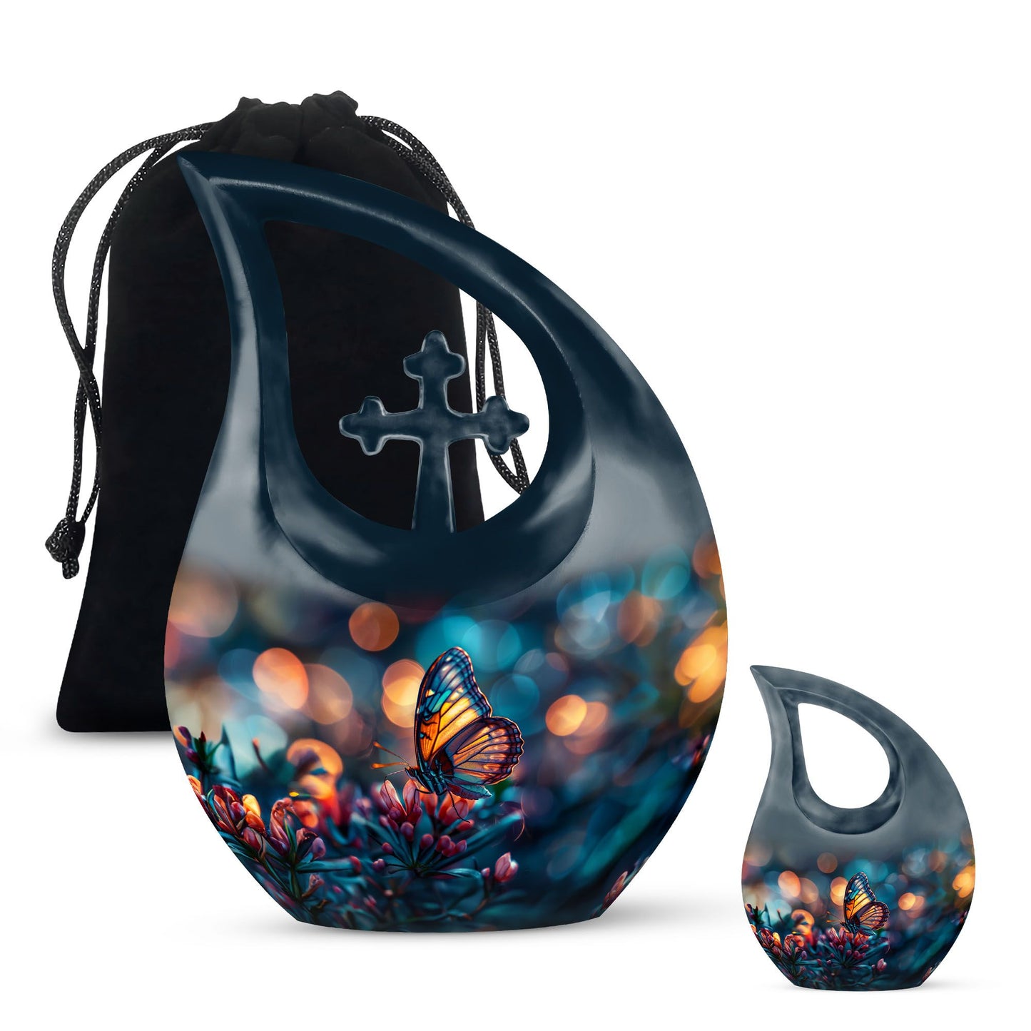 Cross Drop Butterfly Urn