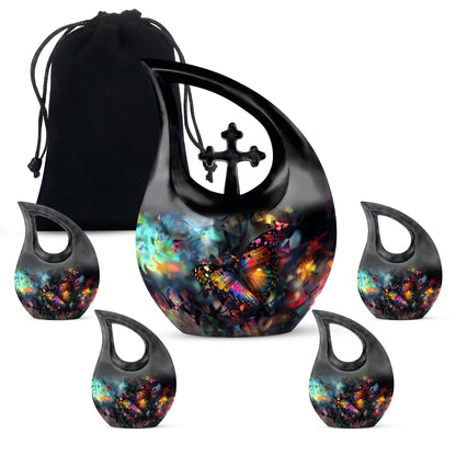 10-inch Butterfly themed Cross Drop design Urn