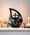 10-inch Butterfly themed Cross Drop design Urn