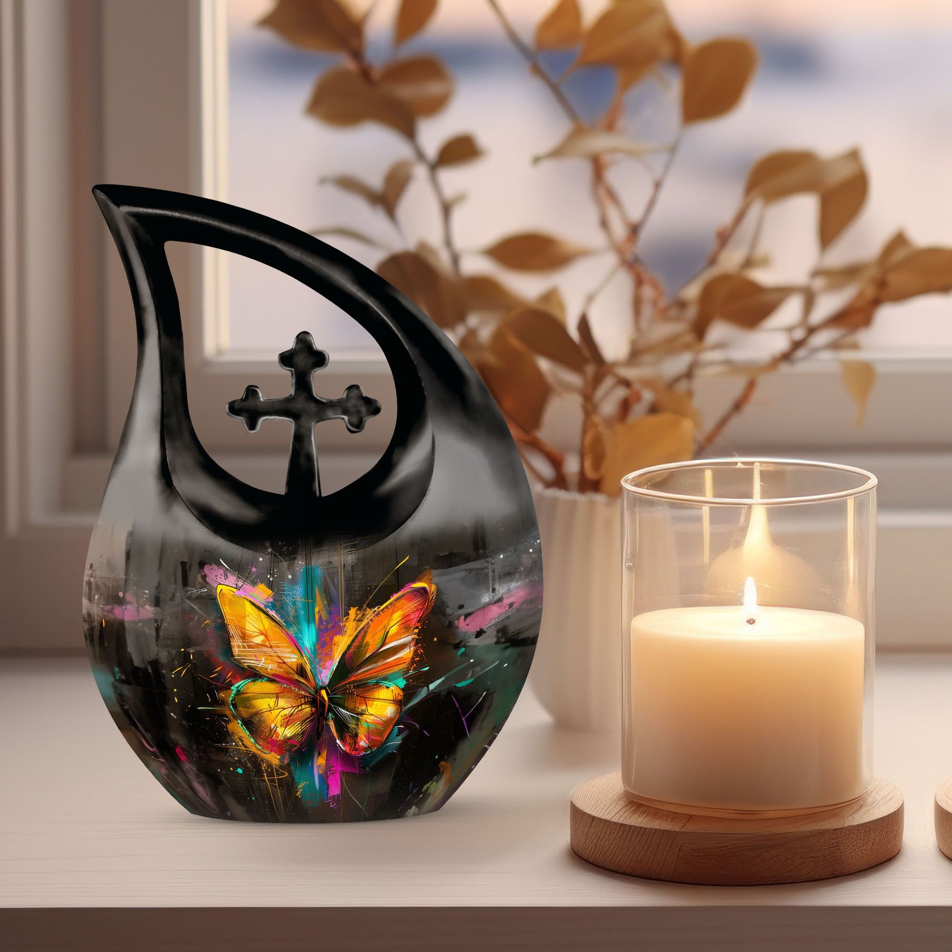 10-inch Cross Drop Butterfly Urn, Customizable Aluminium Urn for Dad's ashes