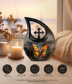 10-inch Cross Drop Butterfly Urn, Customizable Aluminium Urn for Dad's ashes