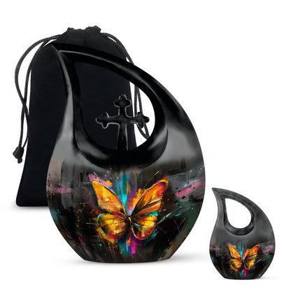 10-inch Cross Drop Butterfly Urn, Customizable Aluminium Urn for Dad's ashes