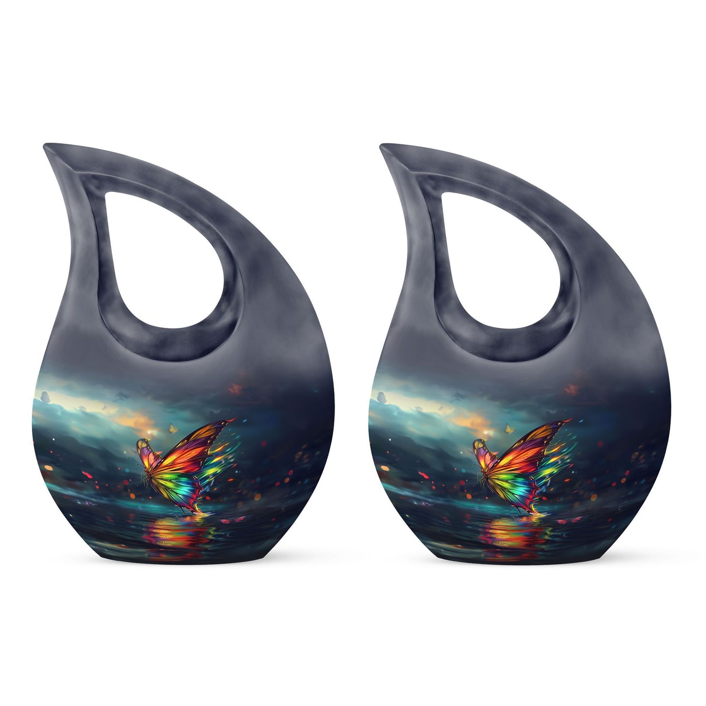 10-inch butterfly-themed Cross Drop urn