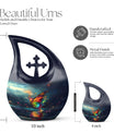 10-inch butterfly-themed Cross Drop urn