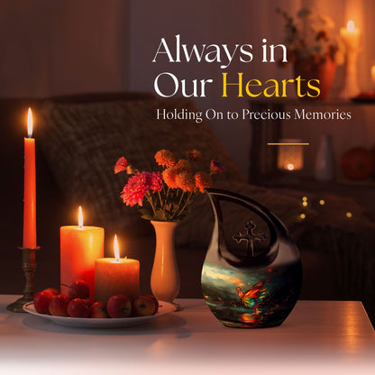 10-inch butterfly-themed Cross Drop urn