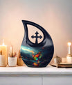 10-inch butterfly-themed Cross Drop urn