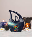 10-inch butterfly-themed Cross Drop urn