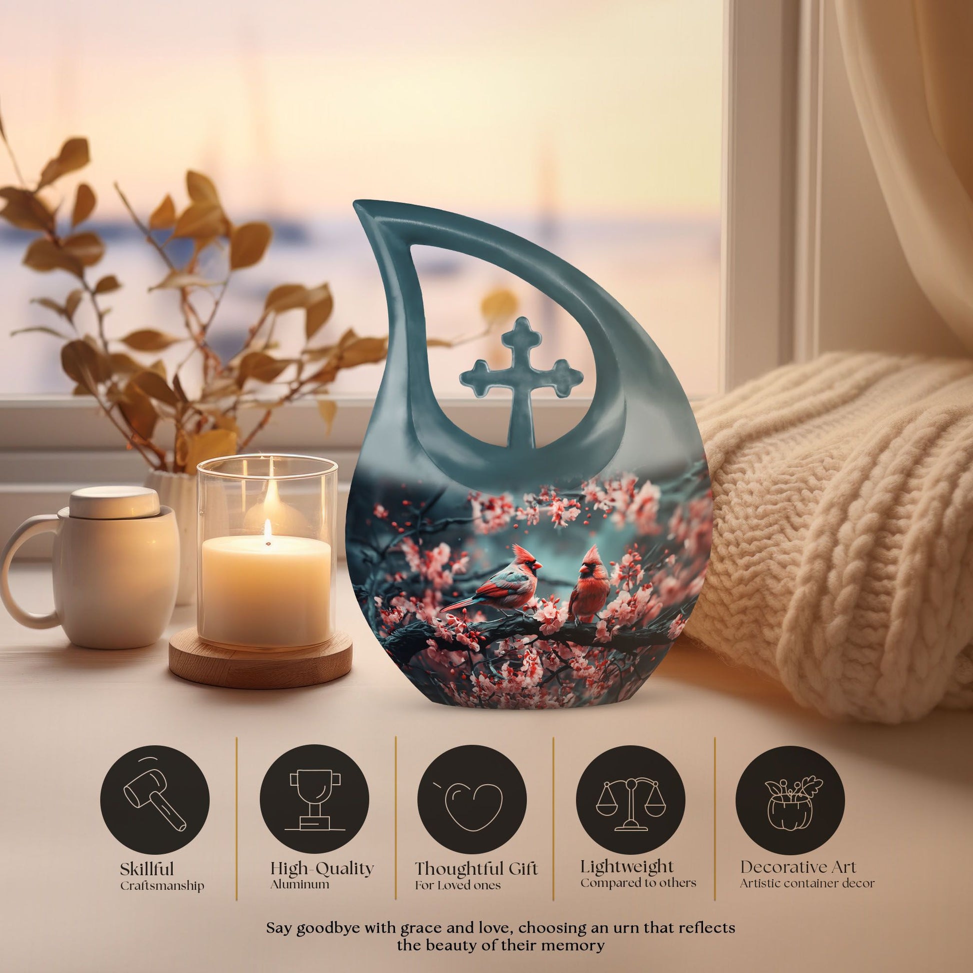 Butterfly urn with Cross Drop design 