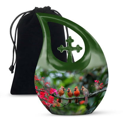 10 Inch Cardinal Bird Urn 
