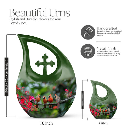 10 Inch Cardinal Bird Urn 