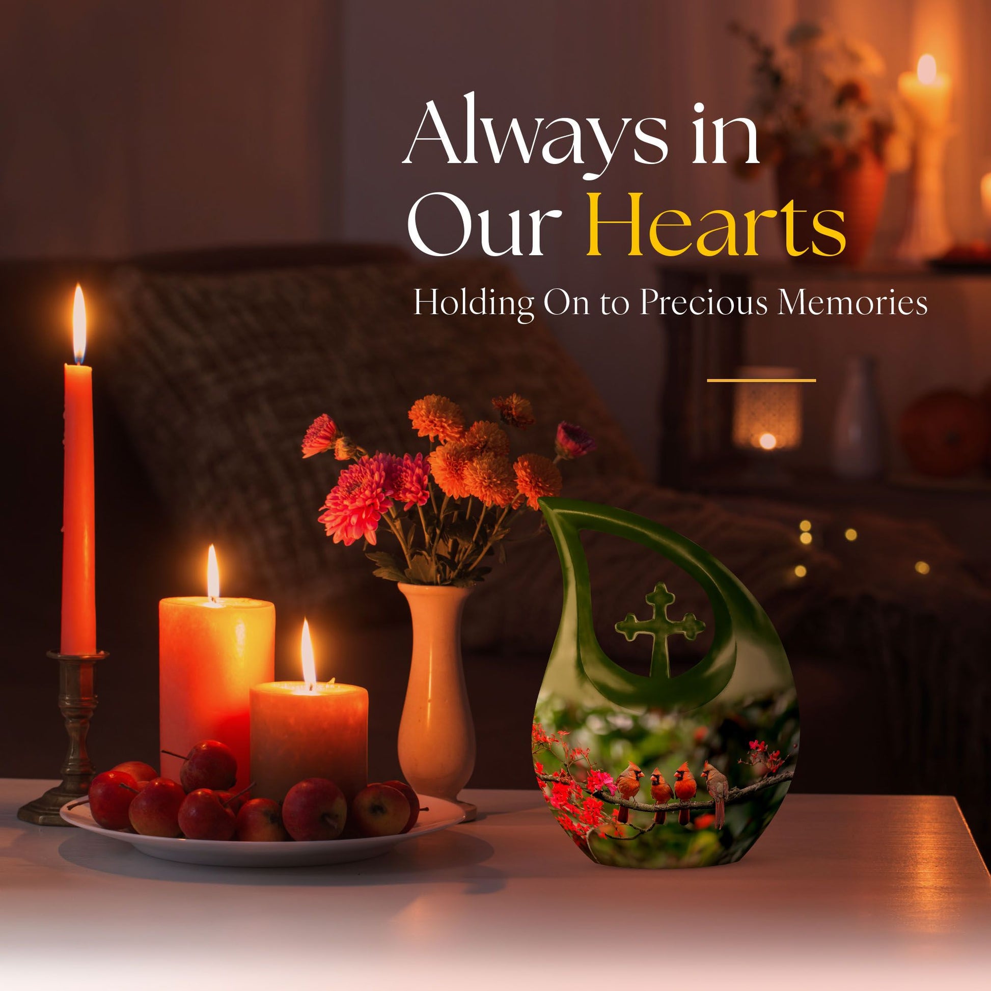 10 Inch Cardinal Bird Urn 