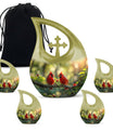 10-inch Cardinal Bird urn in a Cross Drop design