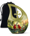 Cardinal Bird Theme Large Urn 10 Inch