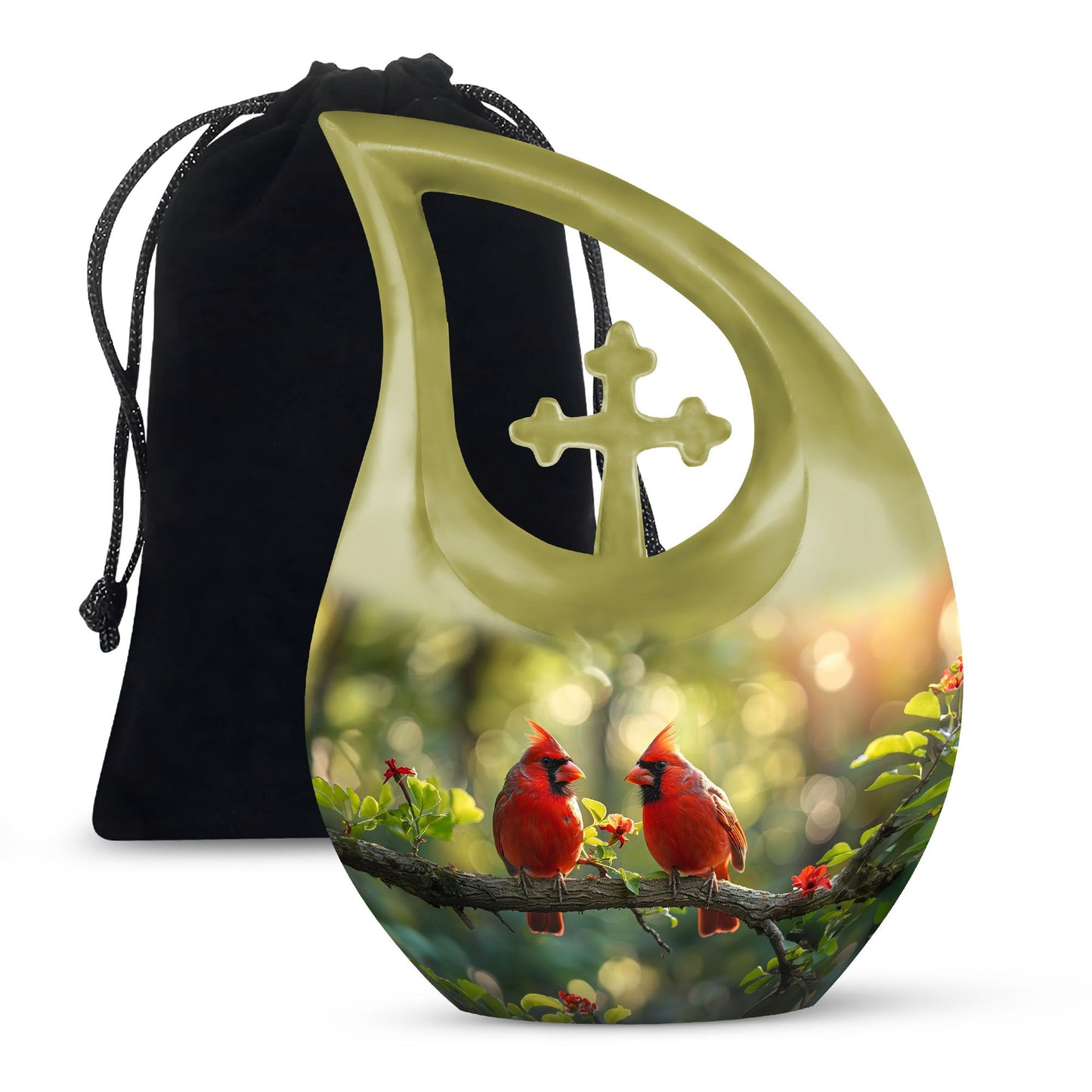 Cardinal Bird Theme Large Urn 10 Inch