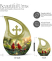 10-inch Cardinal Bird urn in a Cross Drop design