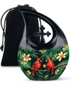 Customized Cardinal Bird Urn with Cross Drop Design 