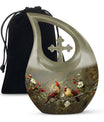 Cardinal Bird theme Cross Drop urn 